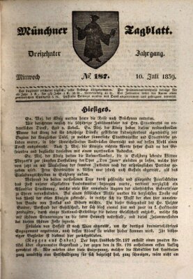 Münchener Tagblatt Mittwoch 10. Juli 1839