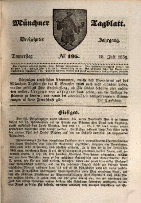 Münchener Tagblatt Donnerstag 18. Juli 1839