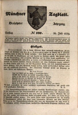 Münchener Tagblatt Samstag 20. Juli 1839