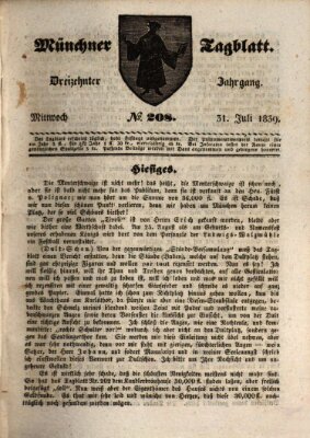 Münchener Tagblatt Mittwoch 31. Juli 1839