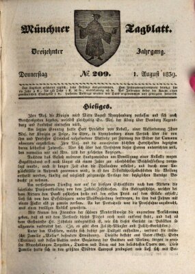 Münchener Tagblatt Donnerstag 1. August 1839