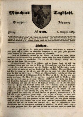 Münchener Tagblatt Freitag 2. August 1839