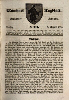 Münchener Tagblatt Samstag 3. August 1839