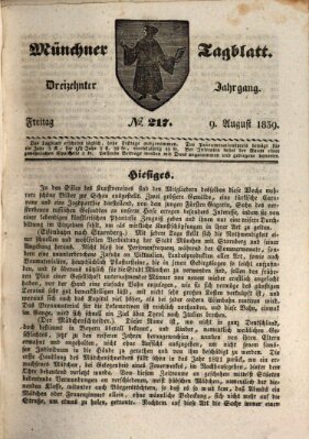 Münchener Tagblatt Freitag 9. August 1839