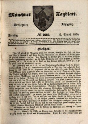 Münchener Tagblatt Dienstag 13. August 1839