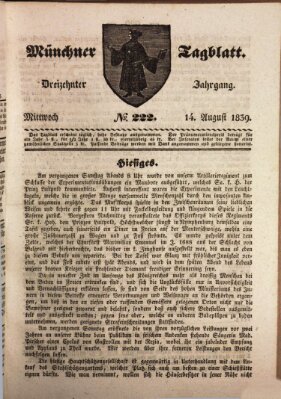 Münchener Tagblatt Mittwoch 14. August 1839