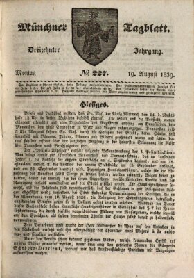 Münchener Tagblatt Montag 19. August 1839