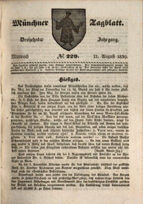 Münchener Tagblatt Mittwoch 21. August 1839