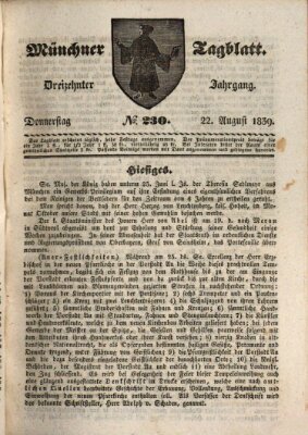 Münchener Tagblatt Donnerstag 22. August 1839