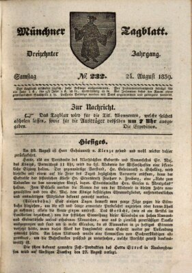 Münchener Tagblatt Samstag 24. August 1839