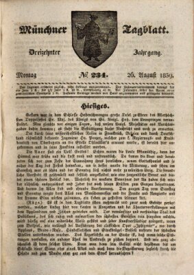 Münchener Tagblatt Montag 26. August 1839