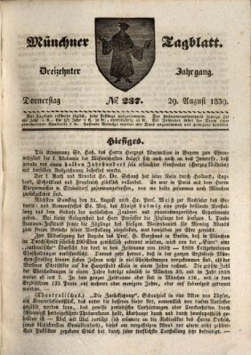 Münchener Tagblatt Donnerstag 29. August 1839