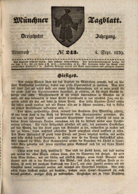 Münchener Tagblatt Mittwoch 4. September 1839