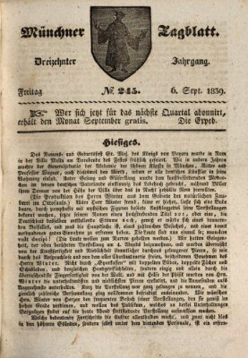 Münchener Tagblatt Freitag 6. September 1839