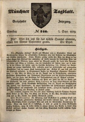 Münchener Tagblatt Samstag 7. September 1839