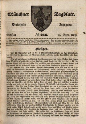 Münchener Tagblatt Dienstag 17. September 1839