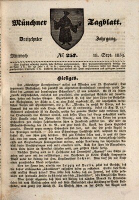 Münchener Tagblatt Mittwoch 18. September 1839