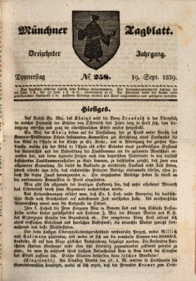 Münchener Tagblatt Donnerstag 19. September 1839