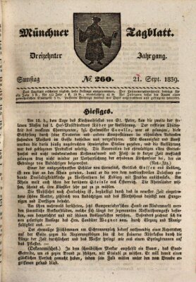 Münchener Tagblatt Samstag 21. September 1839