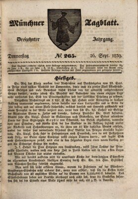 Münchener Tagblatt Donnerstag 26. September 1839