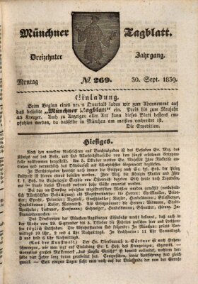 Münchener Tagblatt Montag 30. September 1839