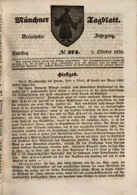 Münchener Tagblatt Samstag 5. Oktober 1839