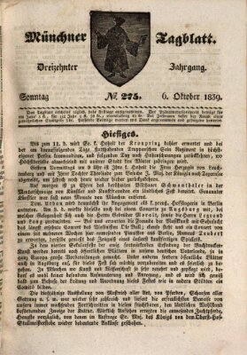 Münchener Tagblatt Sonntag 6. Oktober 1839