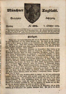 Münchener Tagblatt Montag 7. Oktober 1839