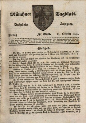 Münchener Tagblatt Freitag 11. Oktober 1839