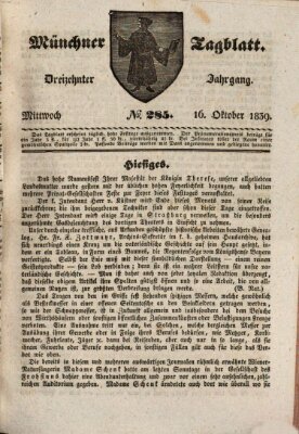 Münchener Tagblatt Mittwoch 16. Oktober 1839