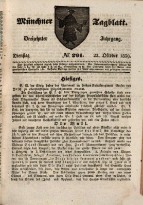 Münchener Tagblatt Dienstag 22. Oktober 1839