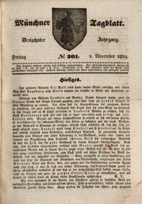 Münchener Tagblatt Freitag 1. November 1839