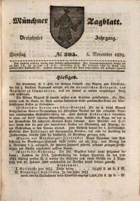 Münchener Tagblatt Dienstag 5. November 1839