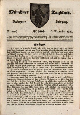 Münchener Tagblatt Mittwoch 6. November 1839