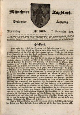 Münchener Tagblatt Donnerstag 7. November 1839