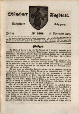 Münchener Tagblatt Freitag 8. November 1839