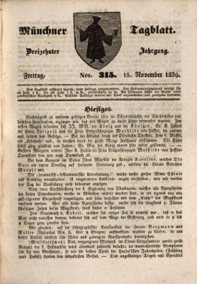 Münchener Tagblatt Freitag 15. November 1839