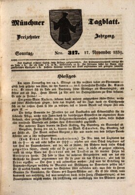 Münchener Tagblatt Sonntag 17. November 1839