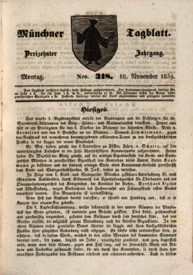 Münchener Tagblatt Montag 18. November 1839