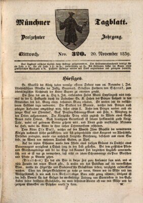 Münchener Tagblatt Mittwoch 20. November 1839