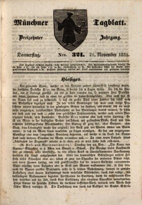 Münchener Tagblatt Donnerstag 21. November 1839