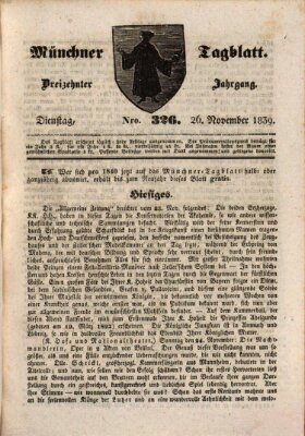 Münchener Tagblatt Dienstag 26. November 1839