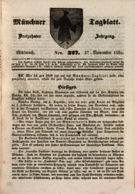 Münchener Tagblatt Mittwoch 27. November 1839