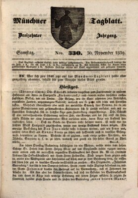 Münchener Tagblatt Samstag 30. November 1839