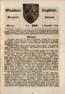 Münchener Tagblatt Montag 2. Dezember 1839