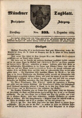 Münchener Tagblatt Dienstag 3. Dezember 1839