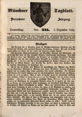 Münchener Tagblatt Donnerstag 5. Dezember 1839