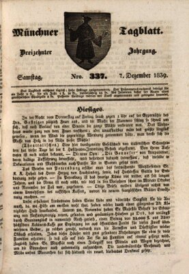 Münchener Tagblatt Samstag 7. Dezember 1839