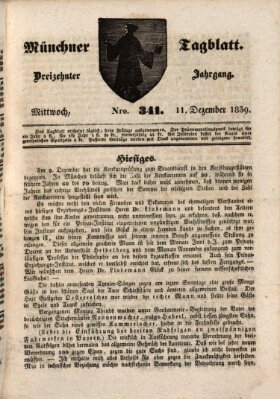 Münchener Tagblatt Mittwoch 11. Dezember 1839