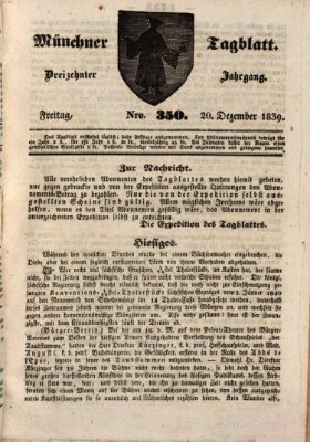 Münchener Tagblatt Freitag 20. Dezember 1839